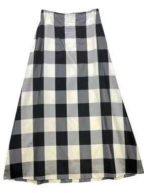JS Collections Women's A-Line Maxi Skirt Back Zip Size 12 Black White Checkered